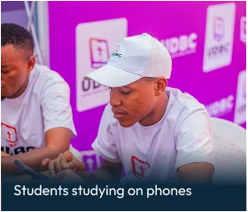 Students studying on phones